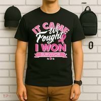 It Came We Fought I Won Breast Cancer Survivor T-Shirt thumb 6