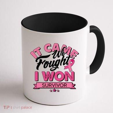 It Came We Fought I Won Breast Cancer Survivor Coffee Mug back