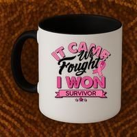It Came We Fought I Won Breast Cancer Survivor Coffee Mug thumb 2