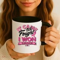 It Came We Fought I Won Breast Cancer Survivor Coffee Mug thumb 3