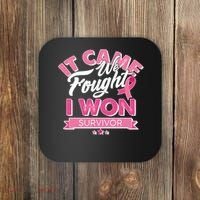 It Came We Fought I Won Breast Cancer Survivor Coaster thumb 0