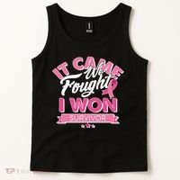 It Came We Fought I Won Breast Cancer Survivor Tank Top thumb 2