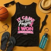 It Came We Fought I Won Breast Cancer Survivor Tank Top thumb 4