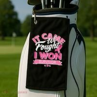 It Came We Fought I Won Breast Cancer Survivor Golf Towel thumb 2