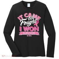 It Came We Fought I Won Breast Cancer Survivor Women's Long Sleeve Shirt thumb 0