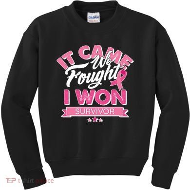 It Came We Fought I Won Breast Cancer Survivor Kids Sweatshirt