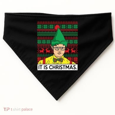 It Is Christmas Ugly Christmas Sweater Funny USA-Made Doggie Bandana