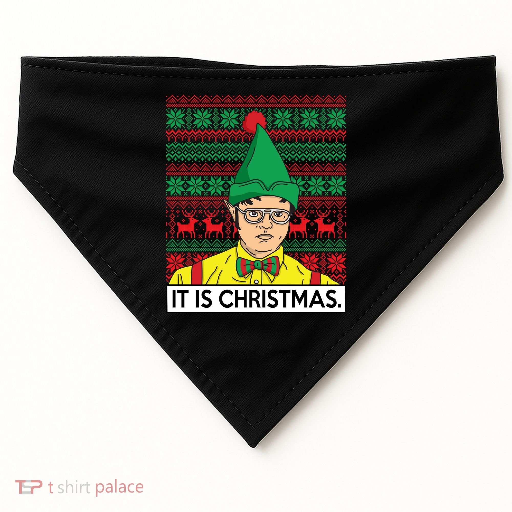 It Is Christmas Ugly Christmas Sweater Funny USA-Made Doggie Bandana