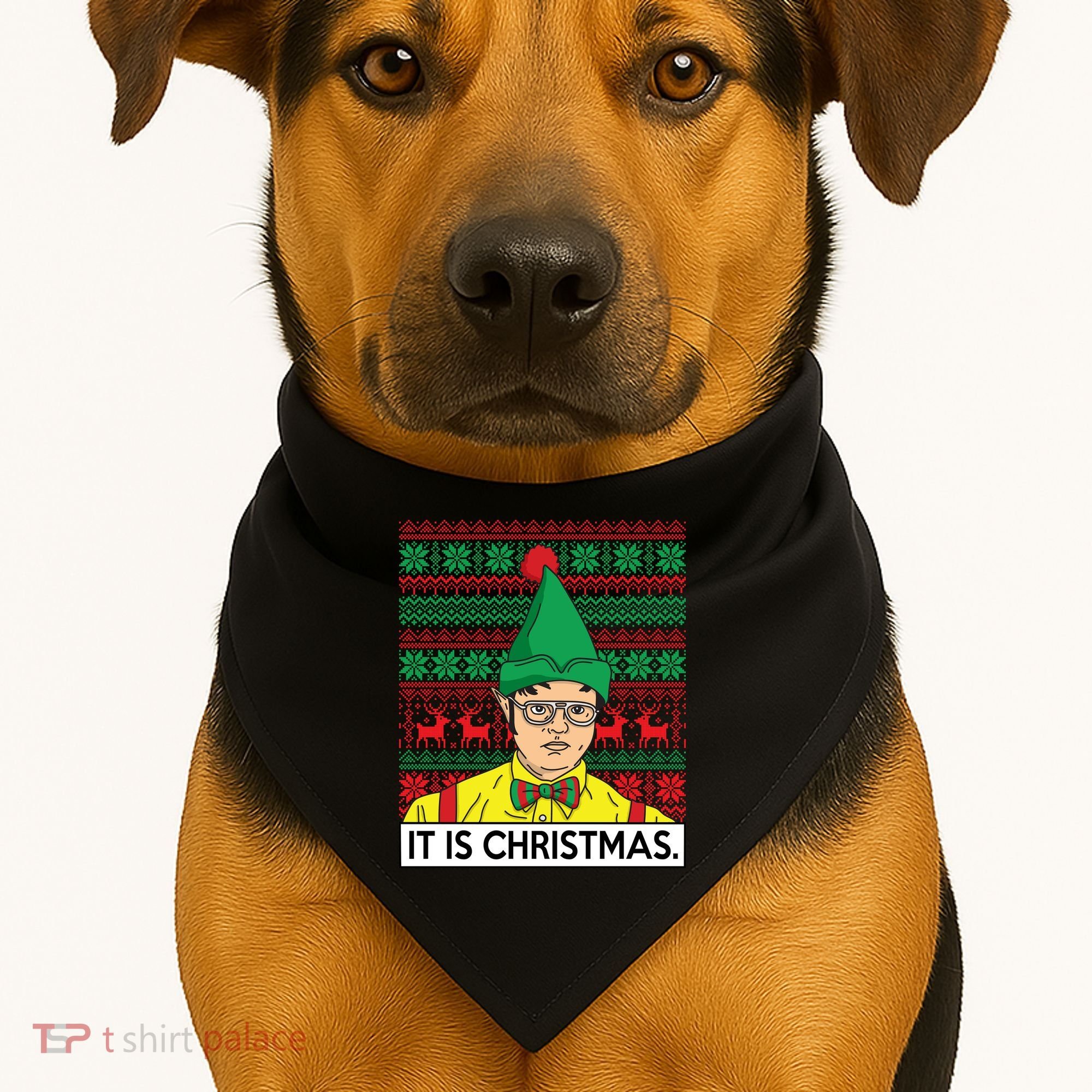 It Is Christmas Ugly Christmas Sweater Funny USA-Made Doggie Bandana