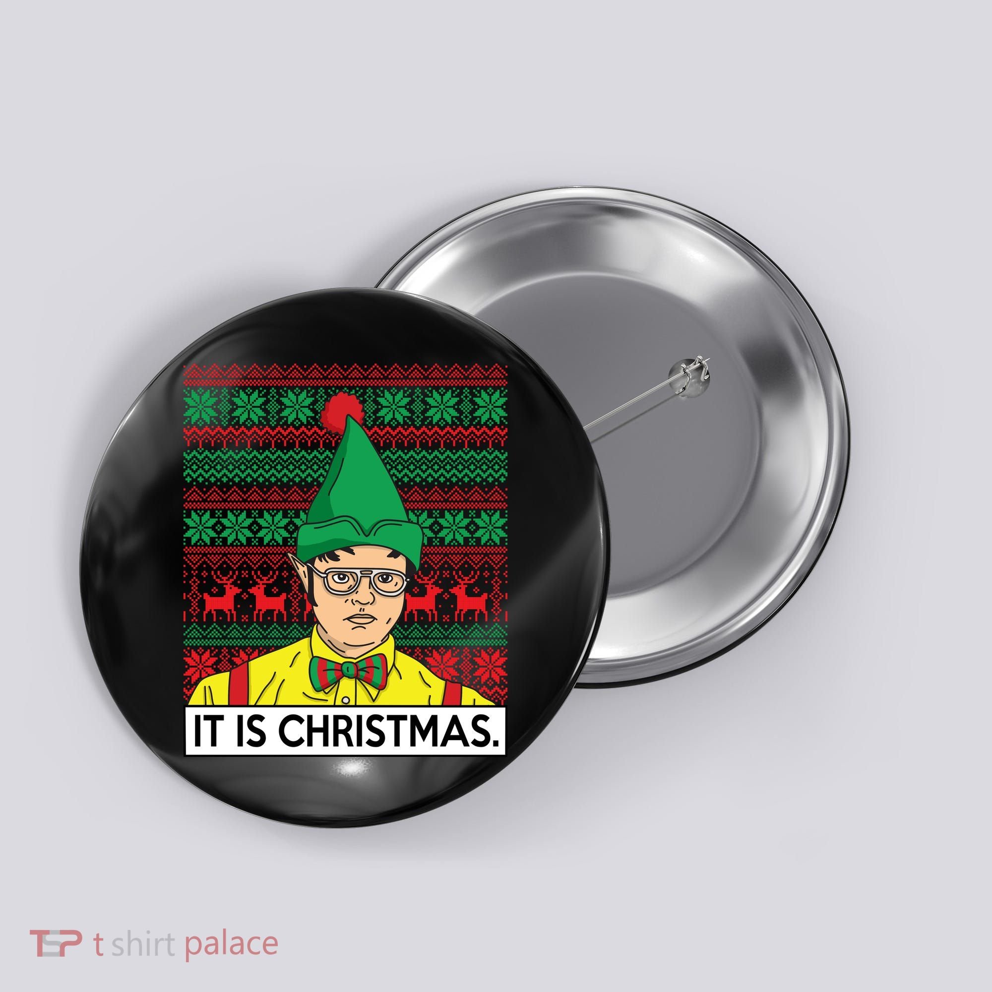 It Is Christmas Ugly Christmas Sweater Funny Button