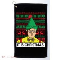 It Is Christmas Ugly Christmas Sweater Funny Golf Towel thumb 0