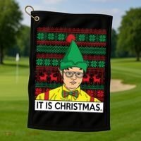 It Is Christmas Ugly Christmas Sweater Funny Golf Towel thumb 1