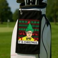 It Is Christmas Ugly Christmas Sweater Funny Golf Towel thumb 2