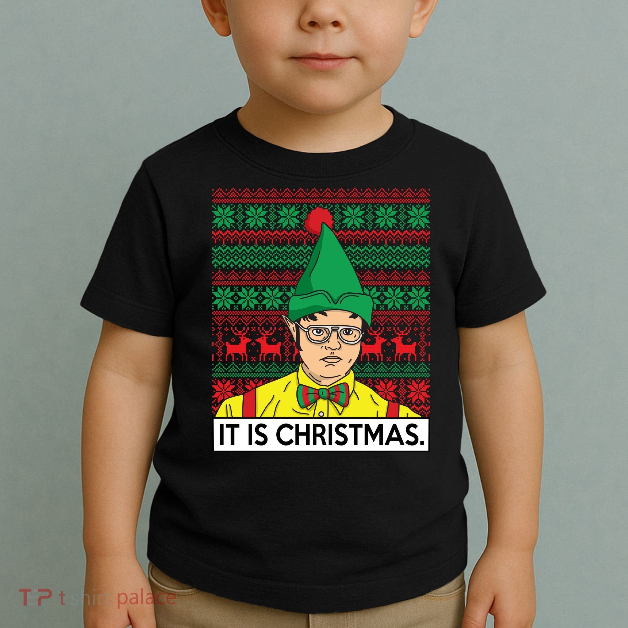 It Is Christmas Ugly Christmas Sweater Funny Toddler T-Shirt