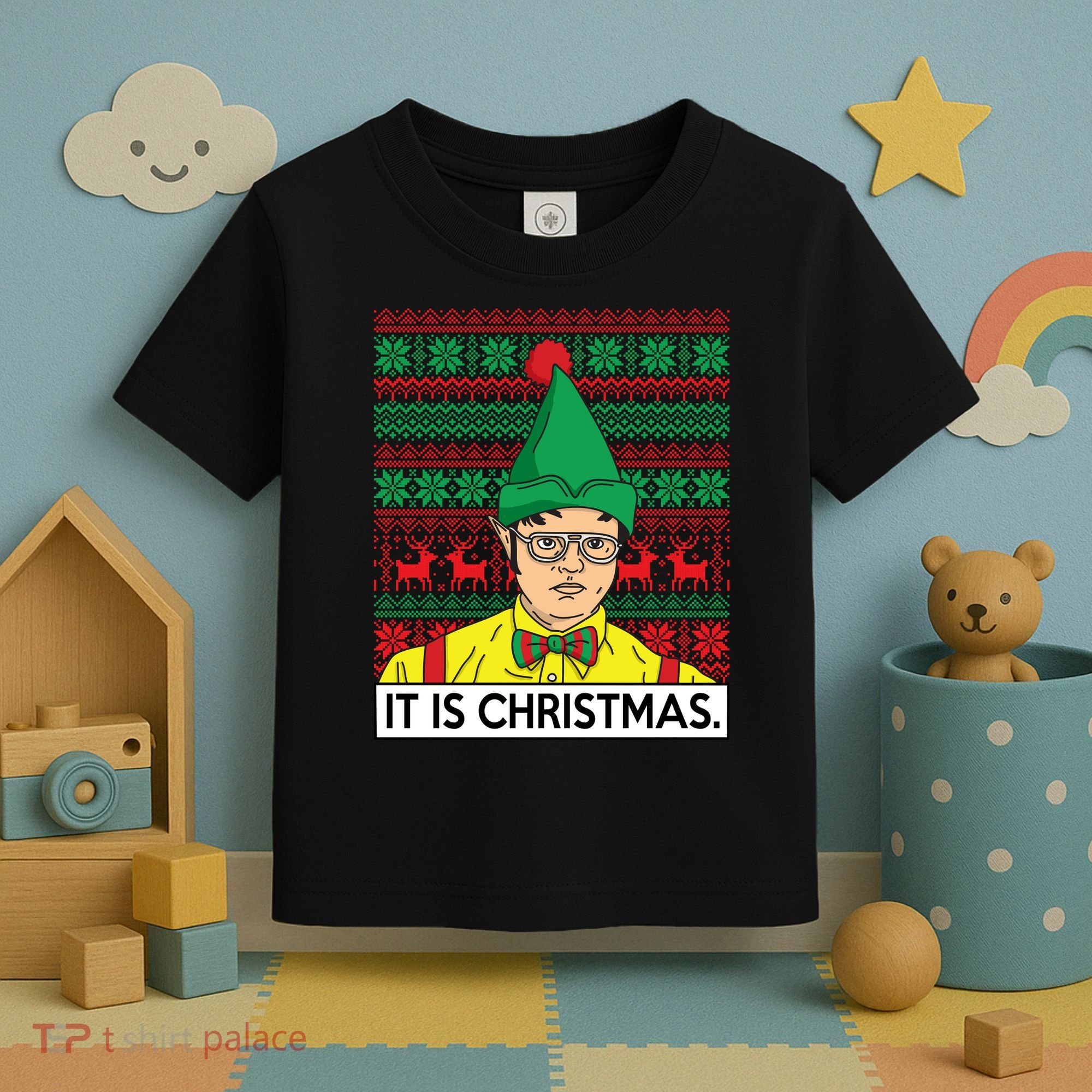 It Is Christmas Ugly Christmas Sweater Funny Toddler T-Shirt