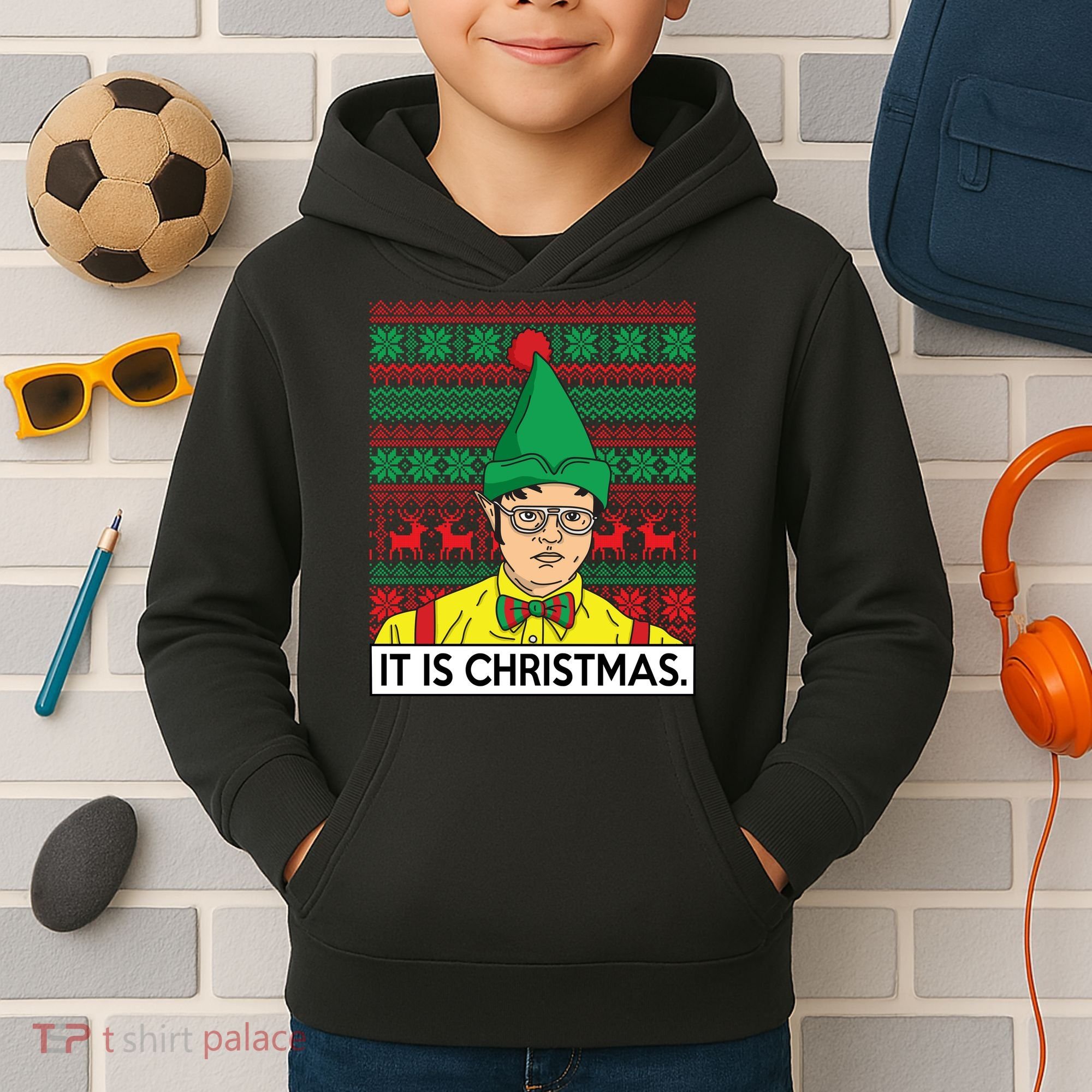 It Is Christmas Ugly Christmas Sweater Funny Kids Hoodie