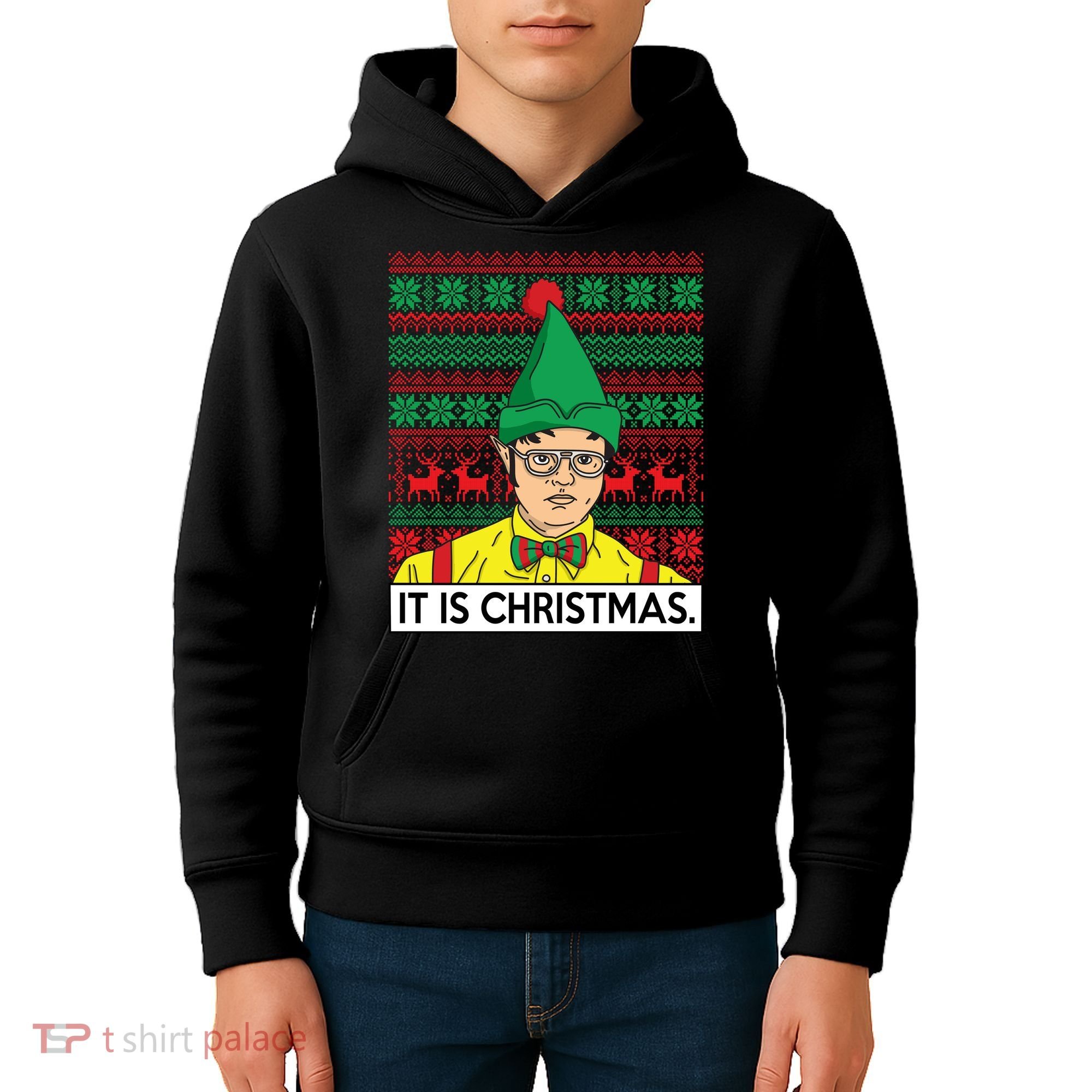 It Is Christmas Ugly Christmas Sweater Funny Kids Hoodie