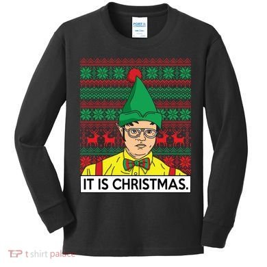 It Is Christmas Ugly Christmas Sweater Funny Kids Long Sleeve Shirt