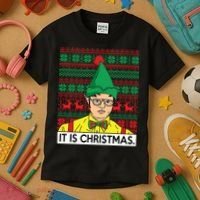 It Is Christmas Ugly Christmas Sweater Funny Kids T-Shirt thumb 3
