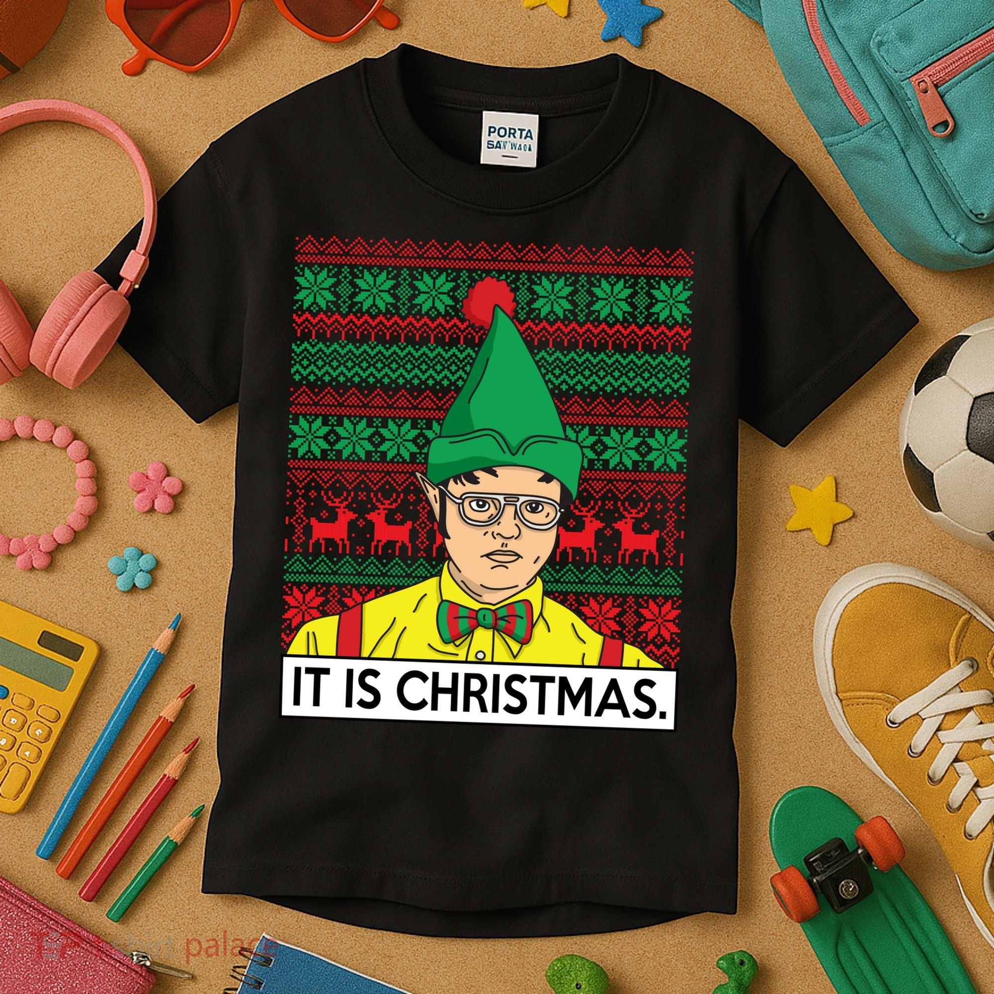 It Is Christmas Ugly Christmas Sweater Funny Kids T-Shirt