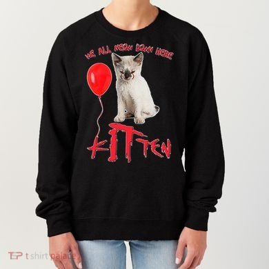 IT Kitten We All Meow Down Here Funny Halloween Women's Sweatshirt