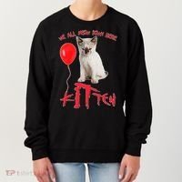 IT Kitten We All Meow Down Here Funny Halloween Women's Sweatshirt thumb 0