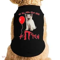 IT Kitten We All Meow Down Here Funny Halloween Doggie Tank thumb 0