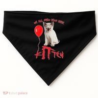 IT Kitten We All Meow Down Here Funny Halloween USA-Made Doggie Bandana thumb 0