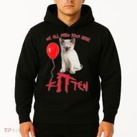 IT Kitten We All Meow Down Here Funny Halloween Hoodie thumb 2