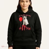 IT Kitten We All Meow Down Here Funny Halloween Hoodie thumb 5