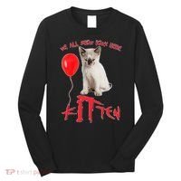 IT Kitten We All Meow Down Here Funny Halloween Long Sleeve Shirt thumb 0