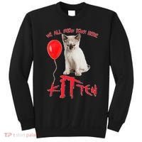 IT Kitten We All Meow Down Here Funny Halloween Sweatshirt thumb 0