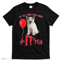IT Kitten We All Meow Down Here Funny Halloween T-Shirt thumb 0