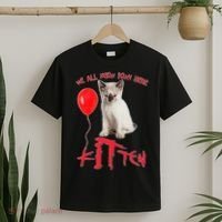 IT Kitten We All Meow Down Here Funny Halloween T-Shirt thumb 2