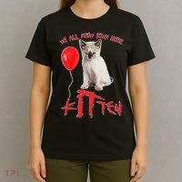 IT Kitten We All Meow Down Here Funny Halloween T-Shirt thumb 4