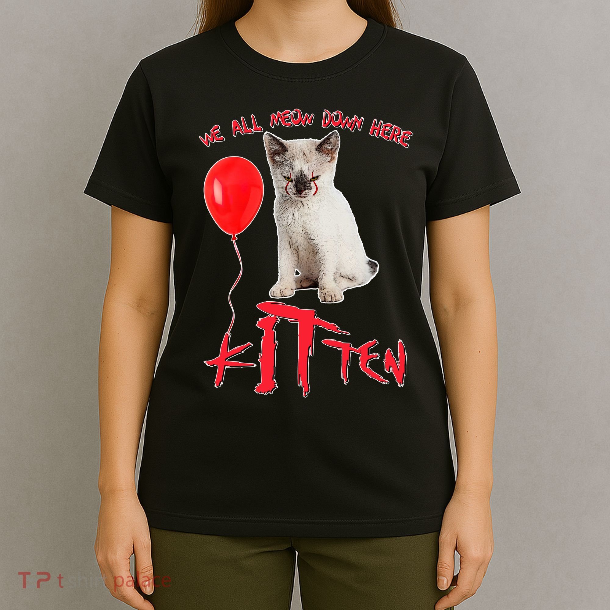 IT Kitten We All Meow Down Here Funny Halloween T-Shirt