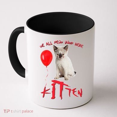 IT Kitten We All Meow Down Here Funny Halloween Coffee Mug