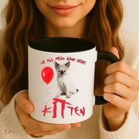 IT Kitten We All Meow Down Here Funny Halloween Coffee Mug thumb 3