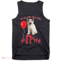 IT Kitten We All Meow Down Here Funny Halloween Tank Top thumb 0