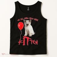 IT Kitten We All Meow Down Here Funny Halloween Tank Top thumb 2