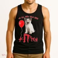 IT Kitten We All Meow Down Here Funny Halloween Tank Top thumb 3