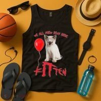 IT Kitten We All Meow Down Here Funny Halloween Tank Top thumb 4