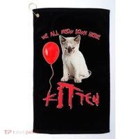 IT Kitten We All Meow Down Here Funny Halloween Golf Towel thumb 0
