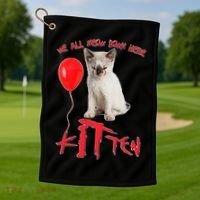 IT Kitten We All Meow Down Here Funny Halloween Golf Towel thumb 1