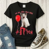 IT Kitten We All Meow Down Here Funny Halloween Women's T-Shirt thumb 3