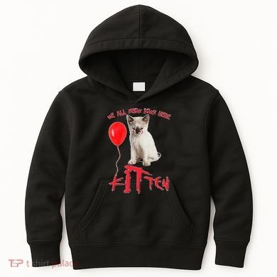 IT Kitten We All Meow Down Here Funny Halloween Kids Hoodie
