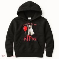 IT Kitten We All Meow Down Here Funny Halloween Kids Hoodie thumb 0