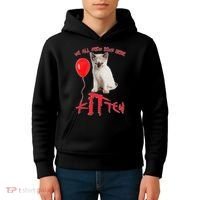 IT Kitten We All Meow Down Here Funny Halloween Kids Hoodie thumb 4