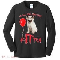 IT Kitten We All Meow Down Here Funny Halloween Kids Long Sleeve Shirt thumb 0