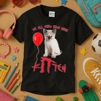 IT Kitten We All Meow Down Here Funny Halloween Kids T-Shirt thumb 3